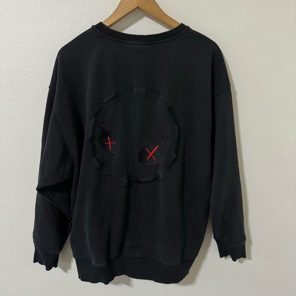 Venque X Takahashi Amoo Embroidered Crewneck Sweatshirt Black Side Zip Pocket-XL - Picture 1 of 11